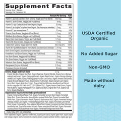 Close-up of Organic Superfood powder ingredients in a bowl