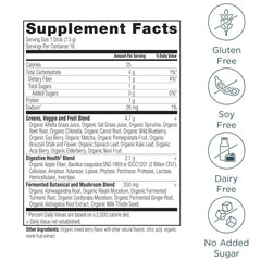 Close-up of the berry-flavored SuperGreens powder