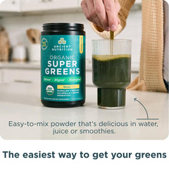 Assorted organic fruits, vegetables and herbs used in the formula