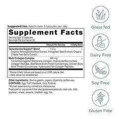 Ancient Nutrition Testosterone Support capsules closeup, highlighting smooth capsules for daily wellness.