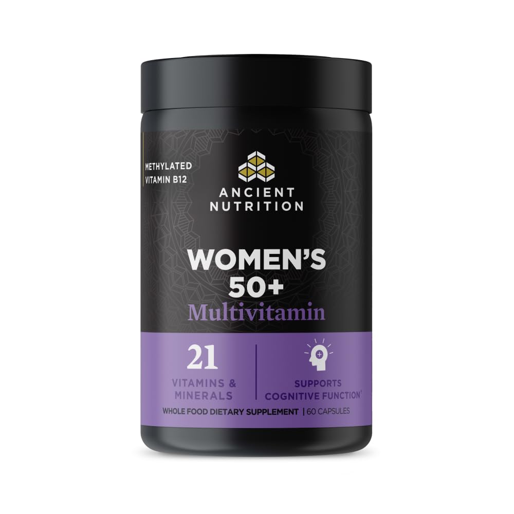 Ancient Nutrition Women’s 50+ Multivitamin with Ashwagandha bottle – 30 servings