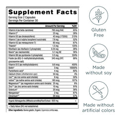 Close-up of supplement bottle emphasizing menopause support and vitamins