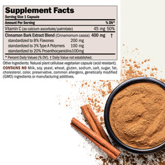 Close-up of Cinnamon 400mg bottle label