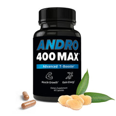 Andro400 T Booster bottle front for daily testosterone support.