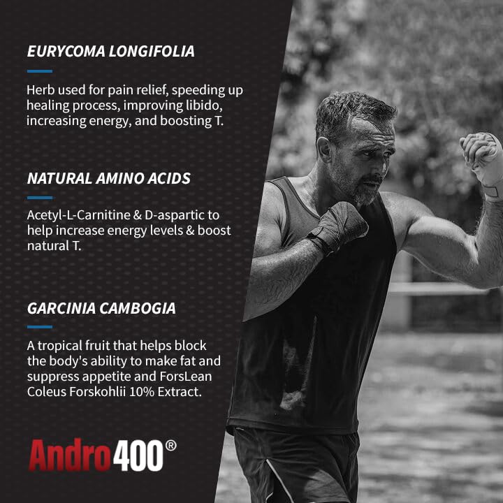 Andro400 UltraMax T dosage guide showing men and women usage.