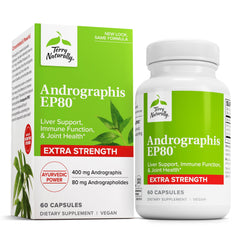 Bottle label of Terry Naturally Andrographis EP80 Extra Strength