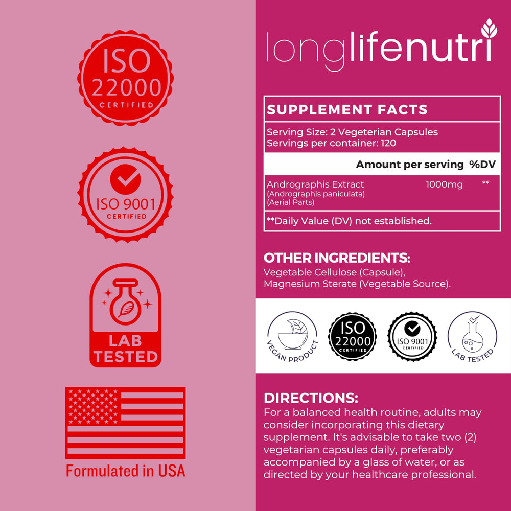 Close-up of Andrographis Extract vegetarian capsules