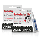 Anestenka Tooth Pain Relief benzocaine bottle and 2-pack packaging