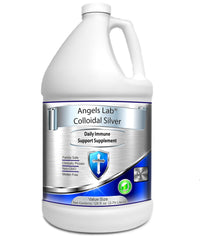 Front bottle of Angels Lab Colloidal Silver Immune Support 10 PPM Nano Liquid (128 fl oz)