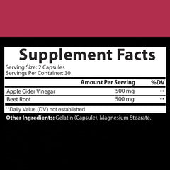 Angry Supplements ACV Beet Root capsules packaging highlighting heart health and vitality potential