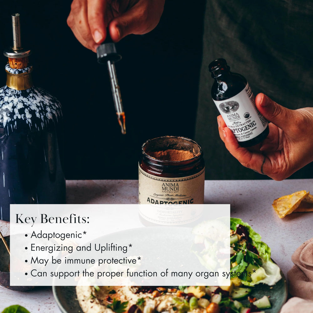 Ingredients list including Reishi, Chaga, Shiitake, Maitake, Lion's Mane, Agaricus, and Cordyceps