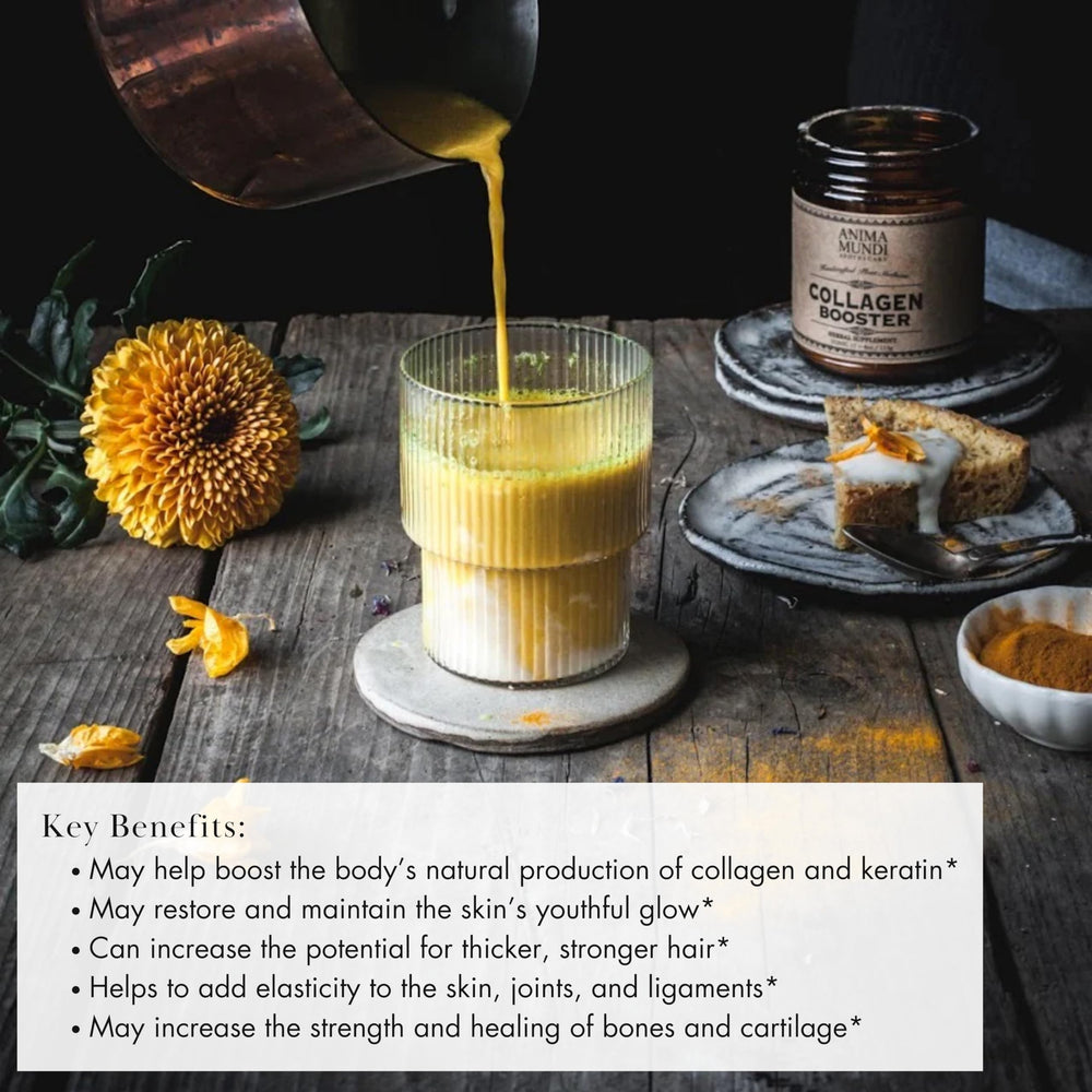 Front and side view of Anima Mundi Vegan Collagen Powder 4oz tub