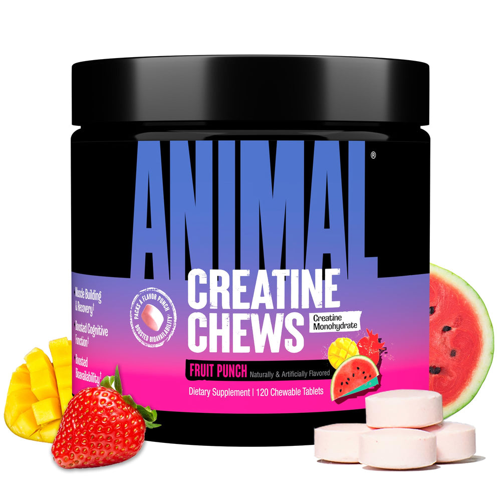 Animal Creatine Chews Fruit Punch flavor tub