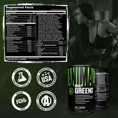 Athletic user with greens supplement for immune and digestion support