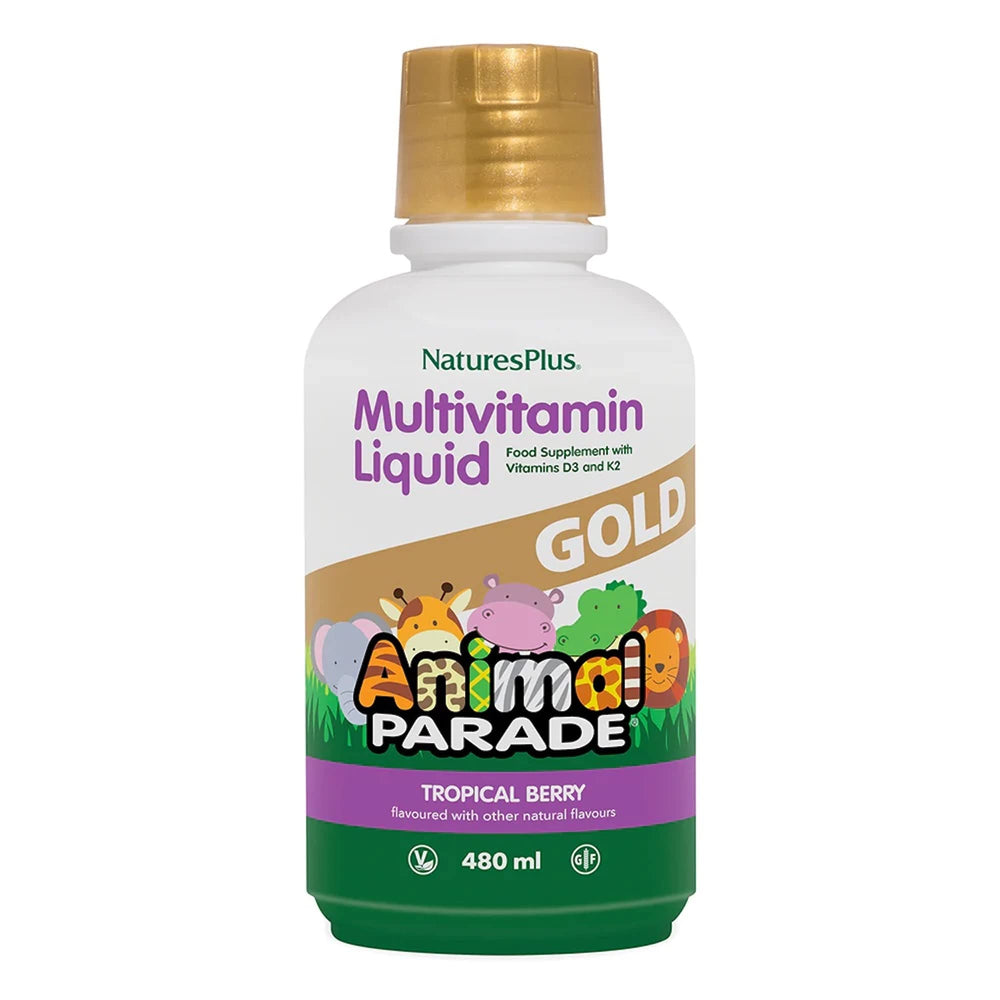NaturesPlus Animal Parade Gold Liquid Multivitamin bottle – 16 oz, front view
