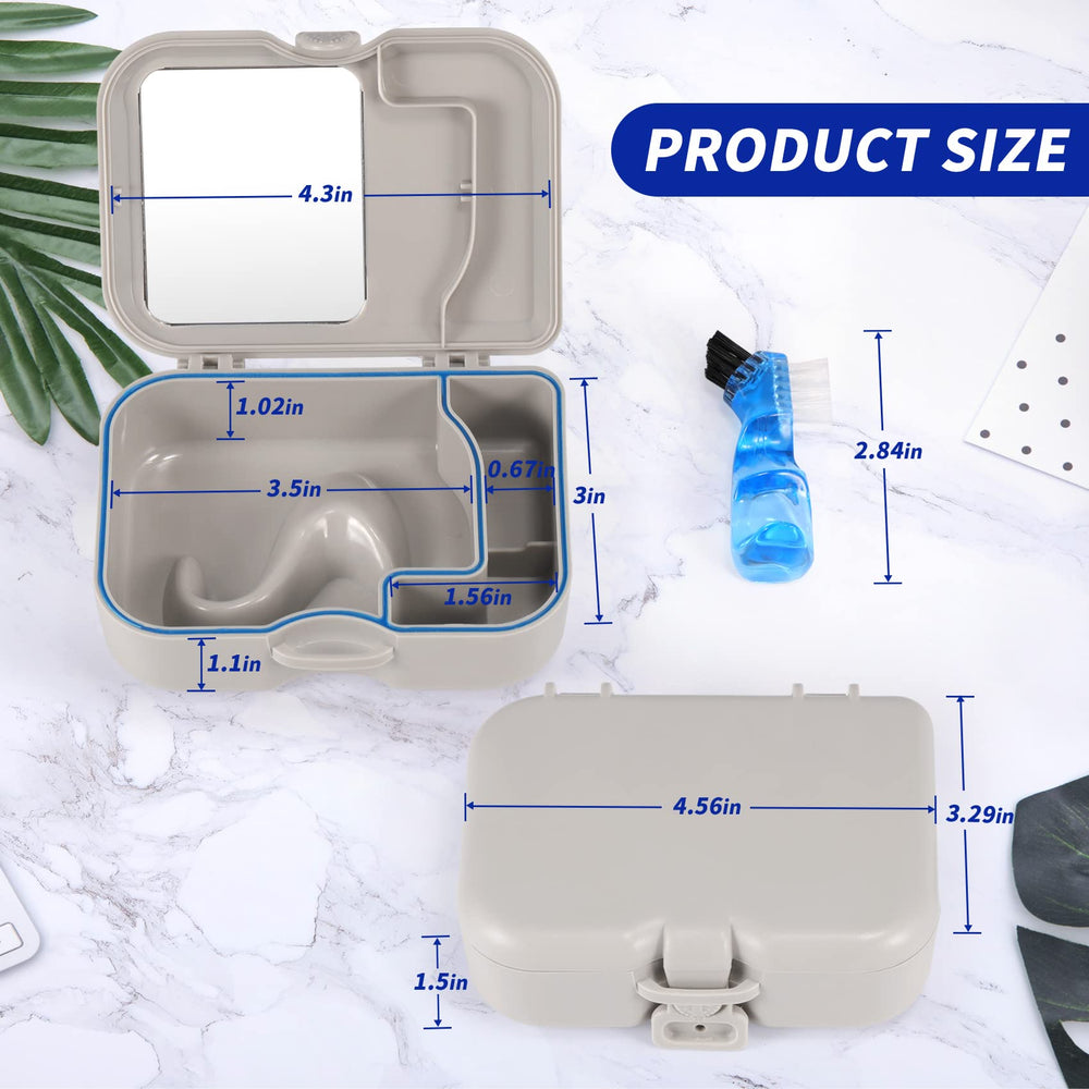 Denture container with brush and retainer storage