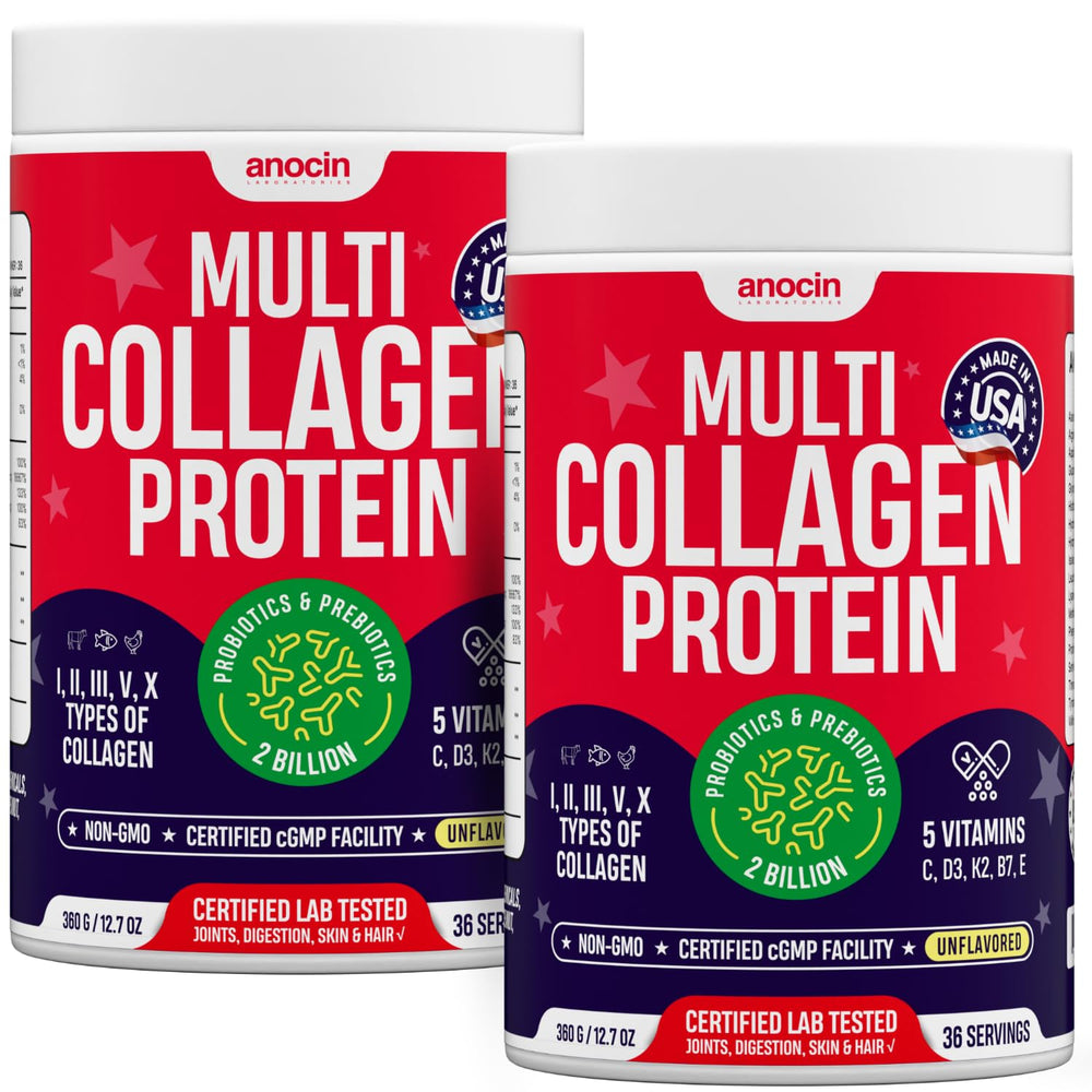 anocin multi collagen peptides with prebiotic and probiotic, Type I–X