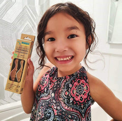 Product lineup showing ANPEI ROARex vegan kids toothbrushes