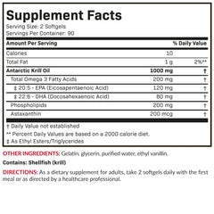 Nutrition facts and serving size on bottle label