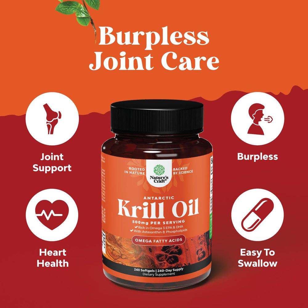 Nutrition facts panel for Antarctic Krill Oil 500mg