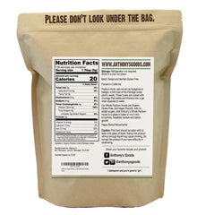 Back label with nutrition facts for Anthony's Psyllium Husks 1.5 lb