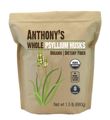 Front view of Anthony's Organic Psyllium Husks 1.5 lb container