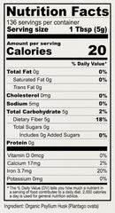 Ingredients label for Anthony's Organic Psyllium Husks
