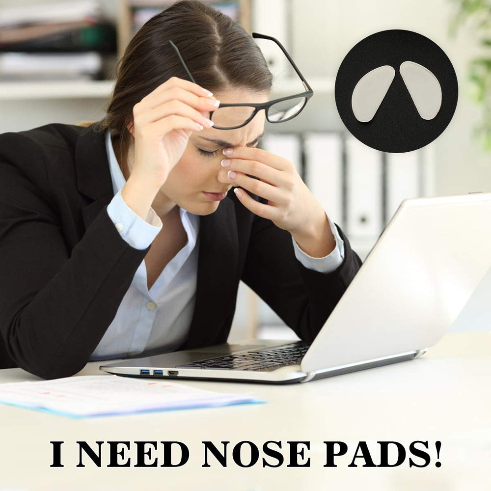 Anti-slip nose pads attached to eyeglasses
