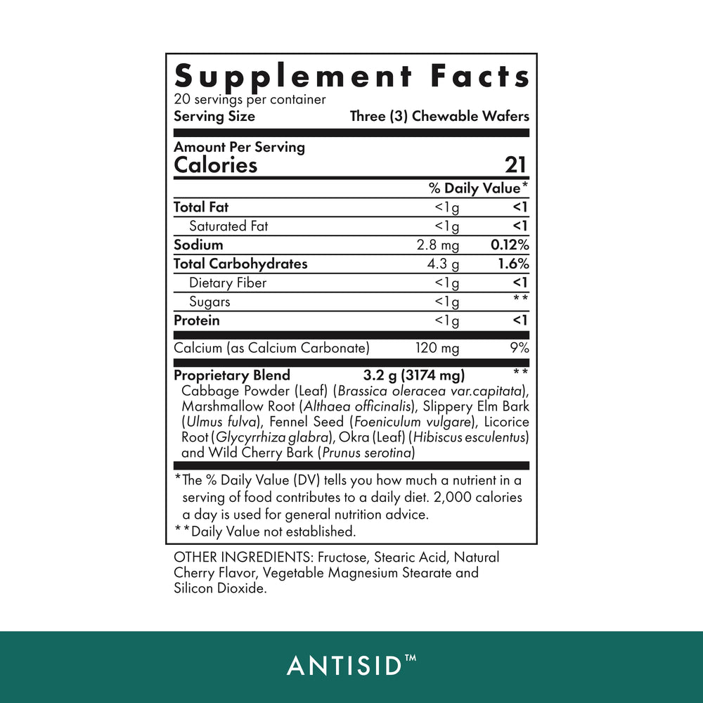 Antisid Wild Cherry packaging front showing product name and kosher symbol