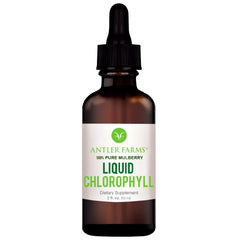 Front view of Antler Farms liquid chlorophyll drops bottle with mint flavor, 2 oz, 60 servings
