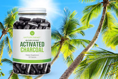 Close-up of Ultra-fine Coconut Activated Charcoal capsules