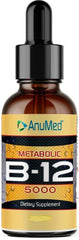 ANUMED B12 5000 mcg Liquid Sublingual Drops with B-Complex (Methylcobalamin) 2 oz bottle