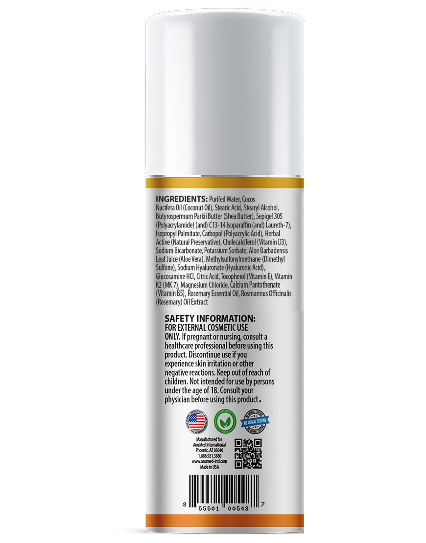 Close-up of AnuMed D3 K2 cream tube label