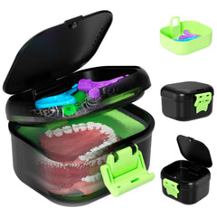 ANYLEY denture case exterior in black and light green