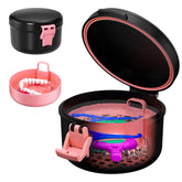 Front view of ANYLEY Denture Cup in black and pink