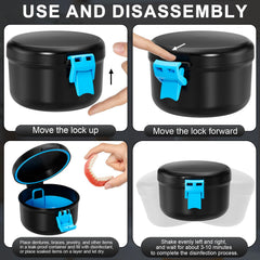 Detachable soaking basket inside the denture case