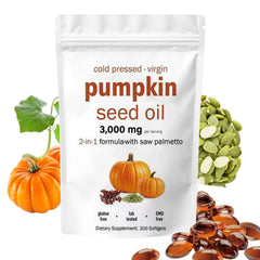 AOLBSPD Pumpkin Seed Oil Capsules with Saw Palmetto bottle – 3000mg per serving, 300 softgels