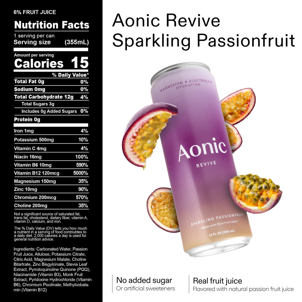 AONIC Revive pour illustrates fizzy, ready-to-drink hydration on the go.