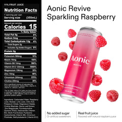 Aonic Revive Sparkling Raspberry can highlights bold flavor and on-the-go hydration