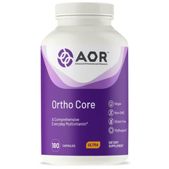 AOR Ortho Core vegan multivitamin bottle with 180 capsules