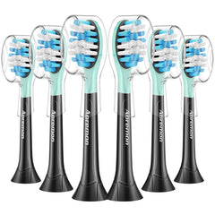 Aoremon Philips Sonicare C2/C3 replacement head – black – 6 count