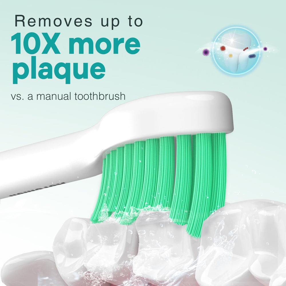 Close-up of Aoremon Sonicare heads with hygienic caps in green