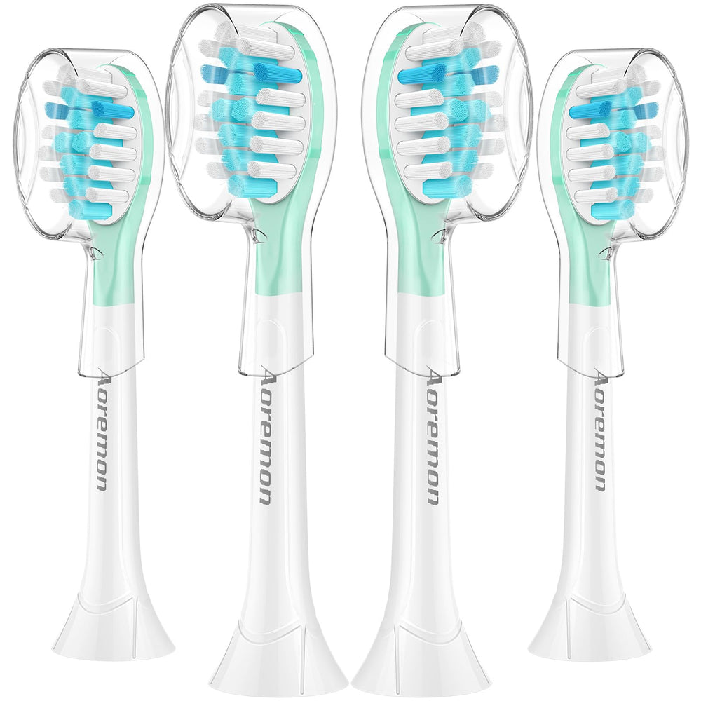Front view of Aoremon replacement heads for Sonicare C3, 4-count, white