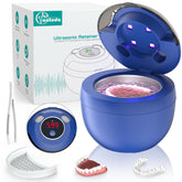 Front view of Aotuda 45kHz Ultrasonic Retainer Cleaner in navy blue