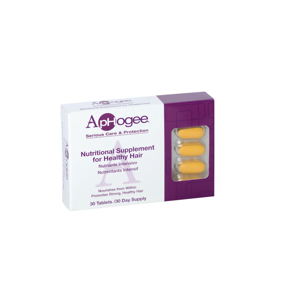 Box of ApHogee vitamin supplement for healthy hair 30 tablets