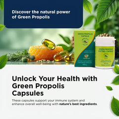 Close-up of green propolis softgels