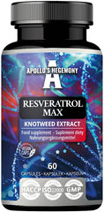 Product hero image: Apollo's Hegemony Resveratrol Max bottle – 500 mg per capsule, 60 vegan capsules