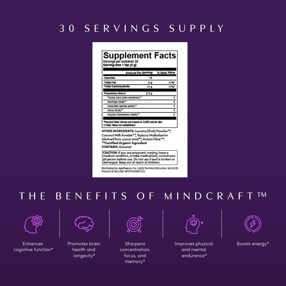 Mindcraft label showing Organic and USA Made certifications
