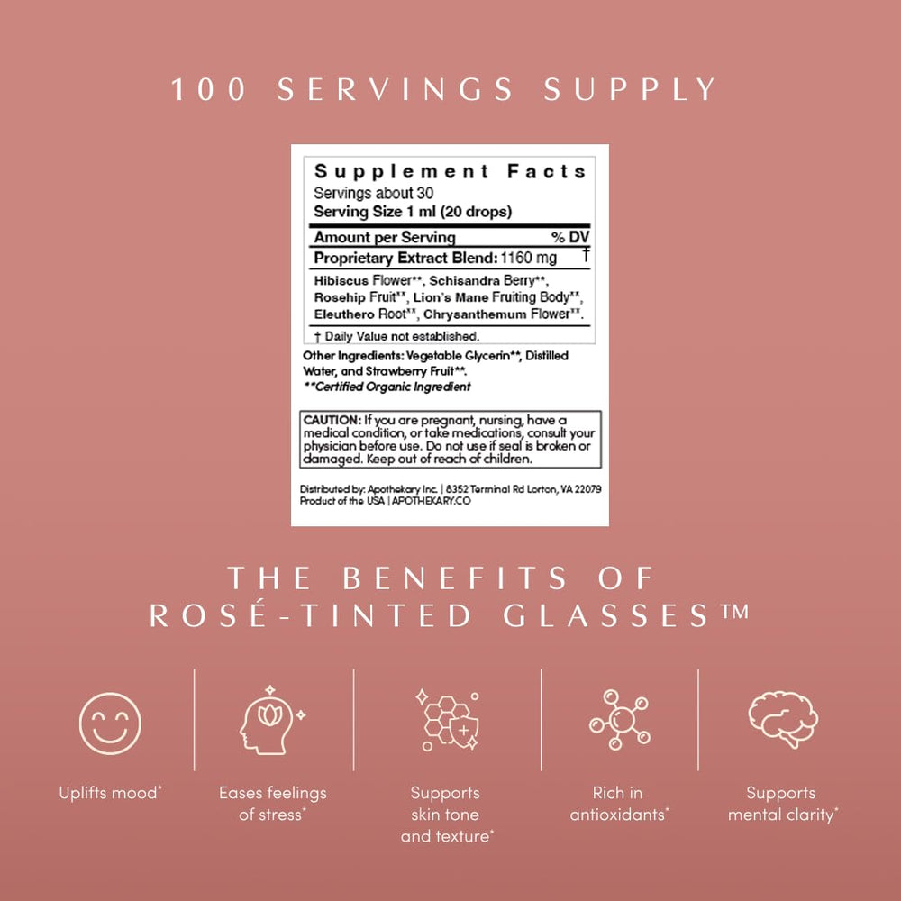 Close-up of Rosé-Tinted Glasses label and certifications