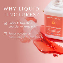 Lifestyle scene with glass and natural backdrop